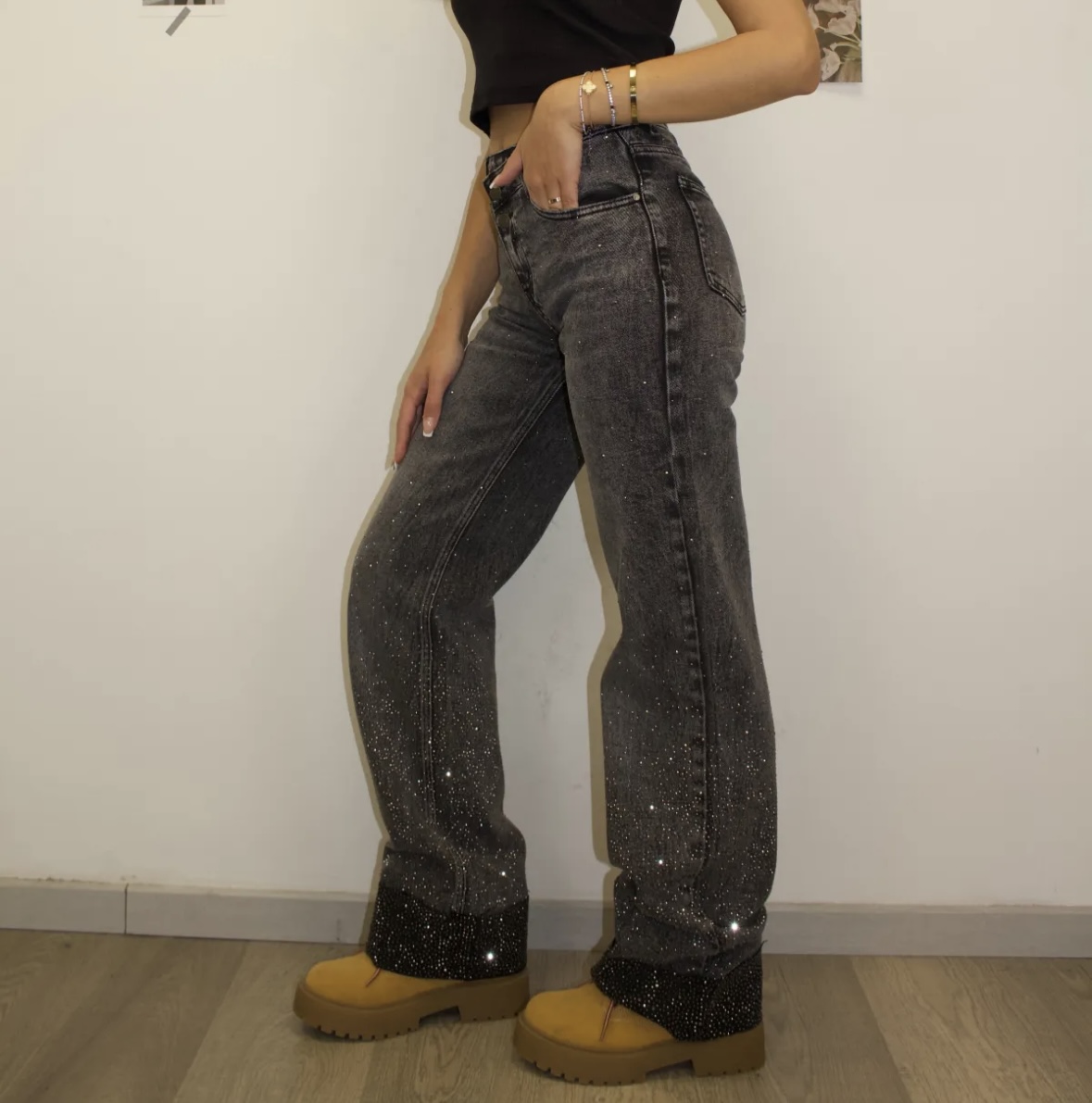 Džinsai su blizgučiais