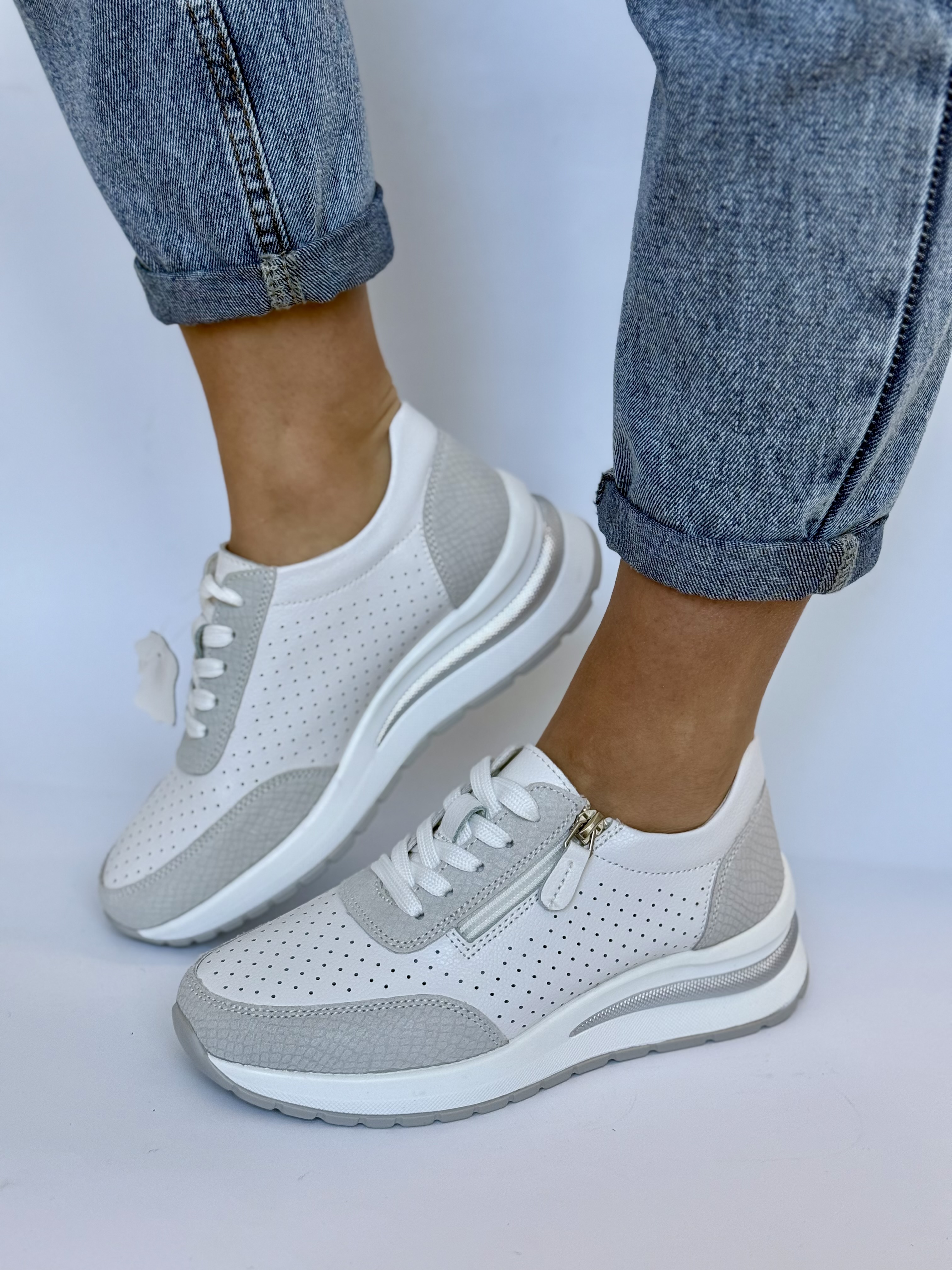 Odiniai sportiniai bateliai balta/pilka (25395)