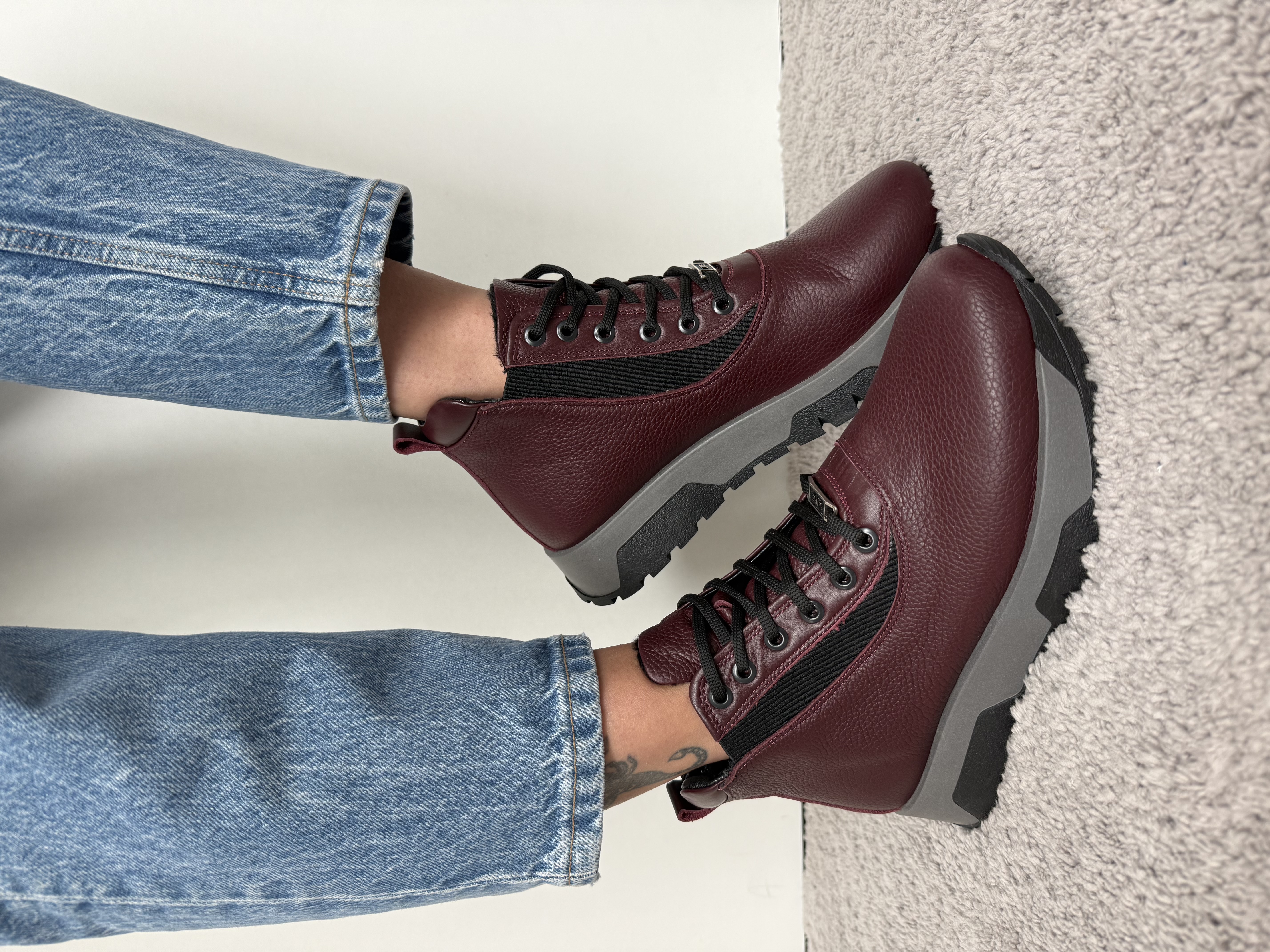 Turkiškos odos, tamsiai raudoni moteriški batai (P0151715)