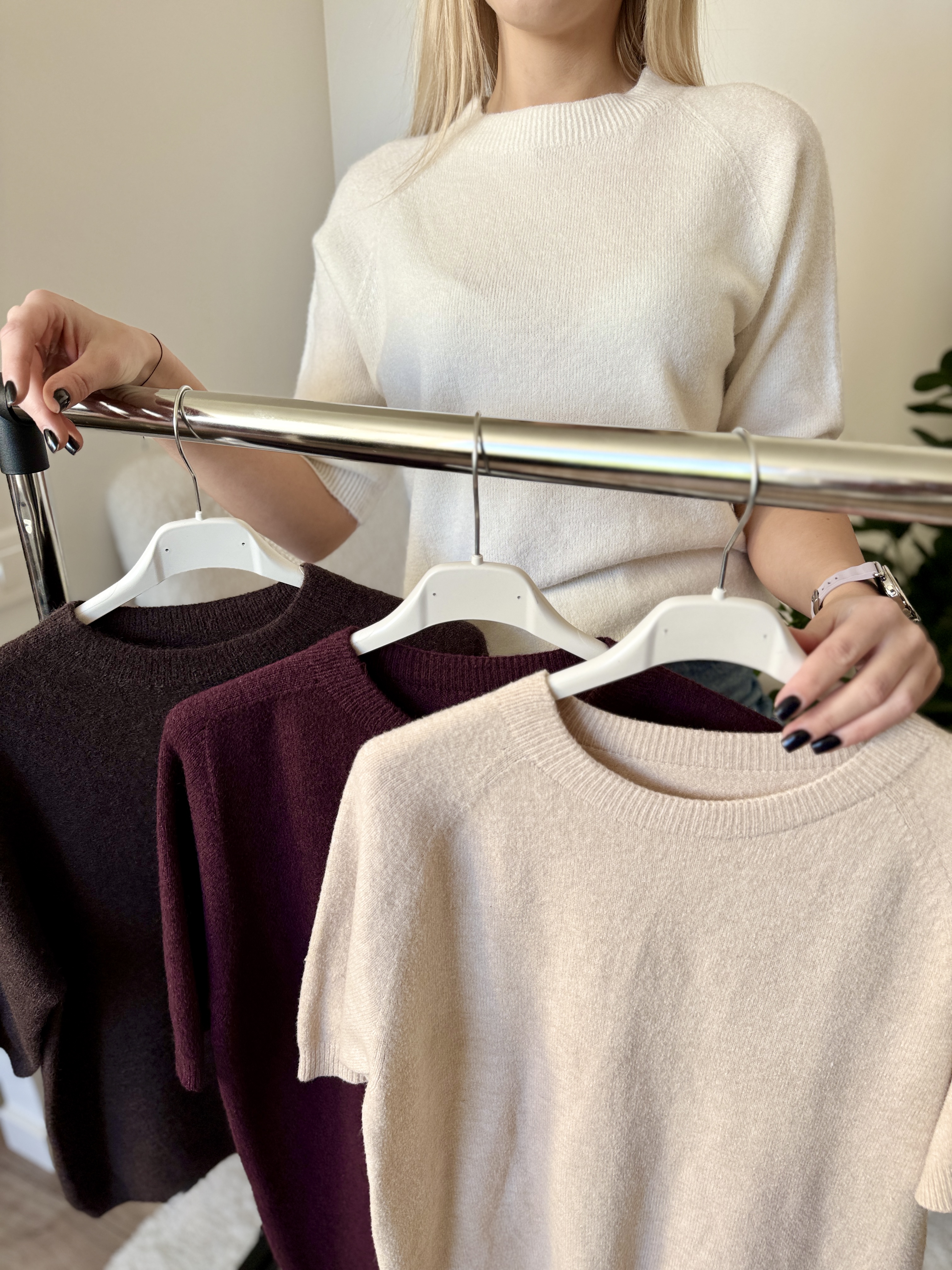 Megztukas su trumpomis rankovėmis – „Baby Alpaca Soft“