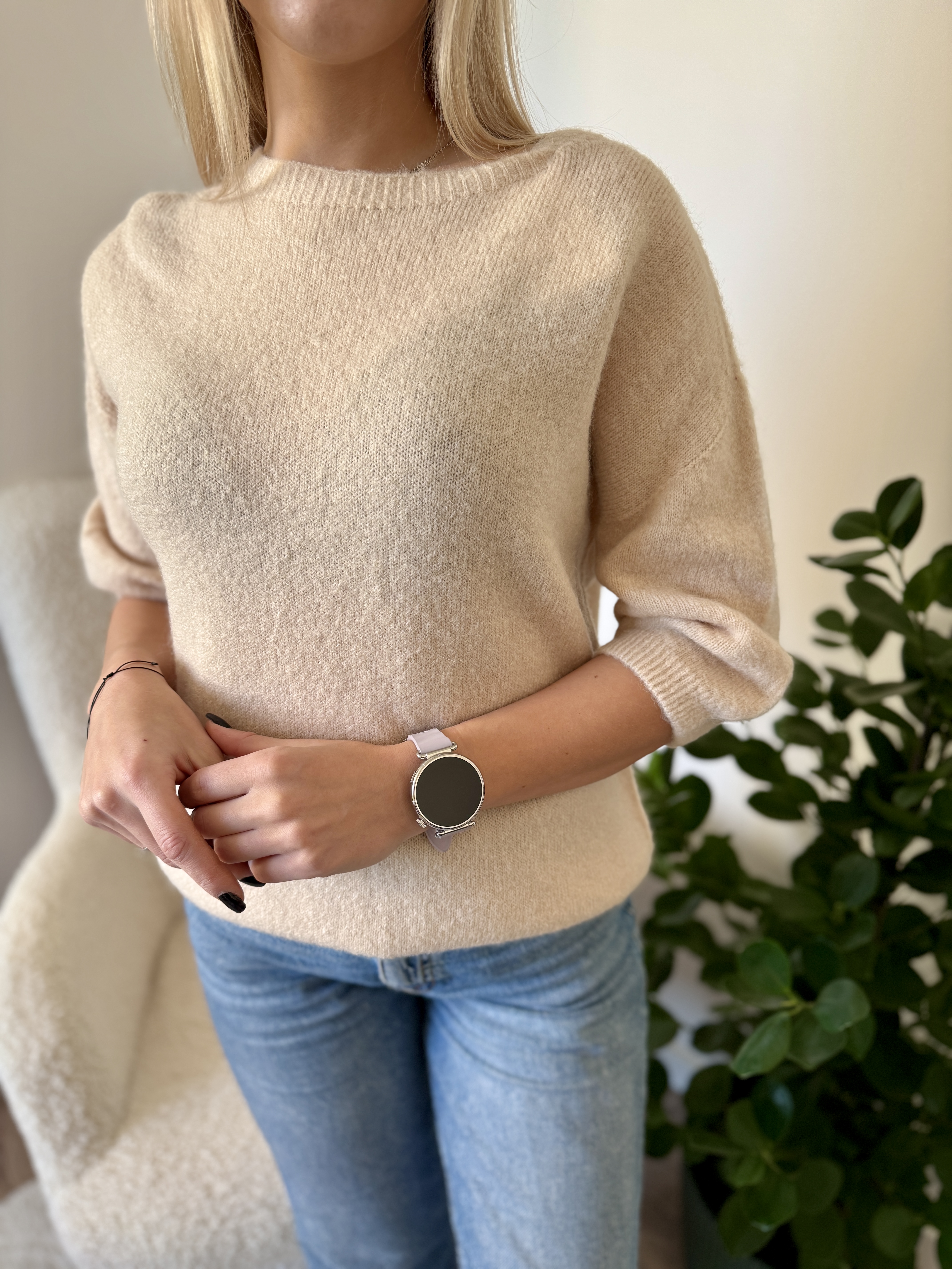 Itališkas megztukas su baby alpaka 3/4 rankovėmis