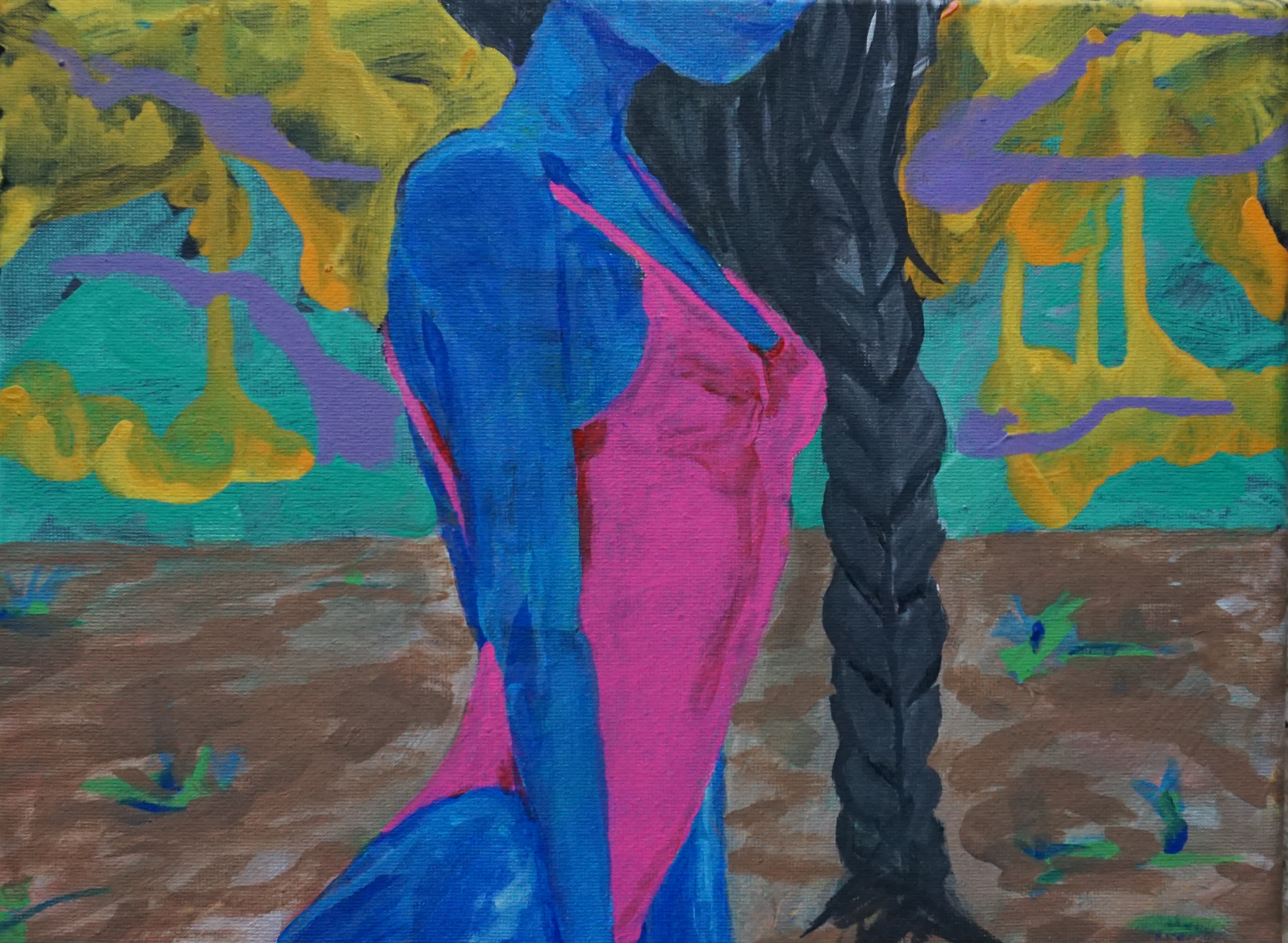 "Female Body study" 2023 Painting 12in x 9in- 2023-Stretched canvas- acrylic paint-KEVO