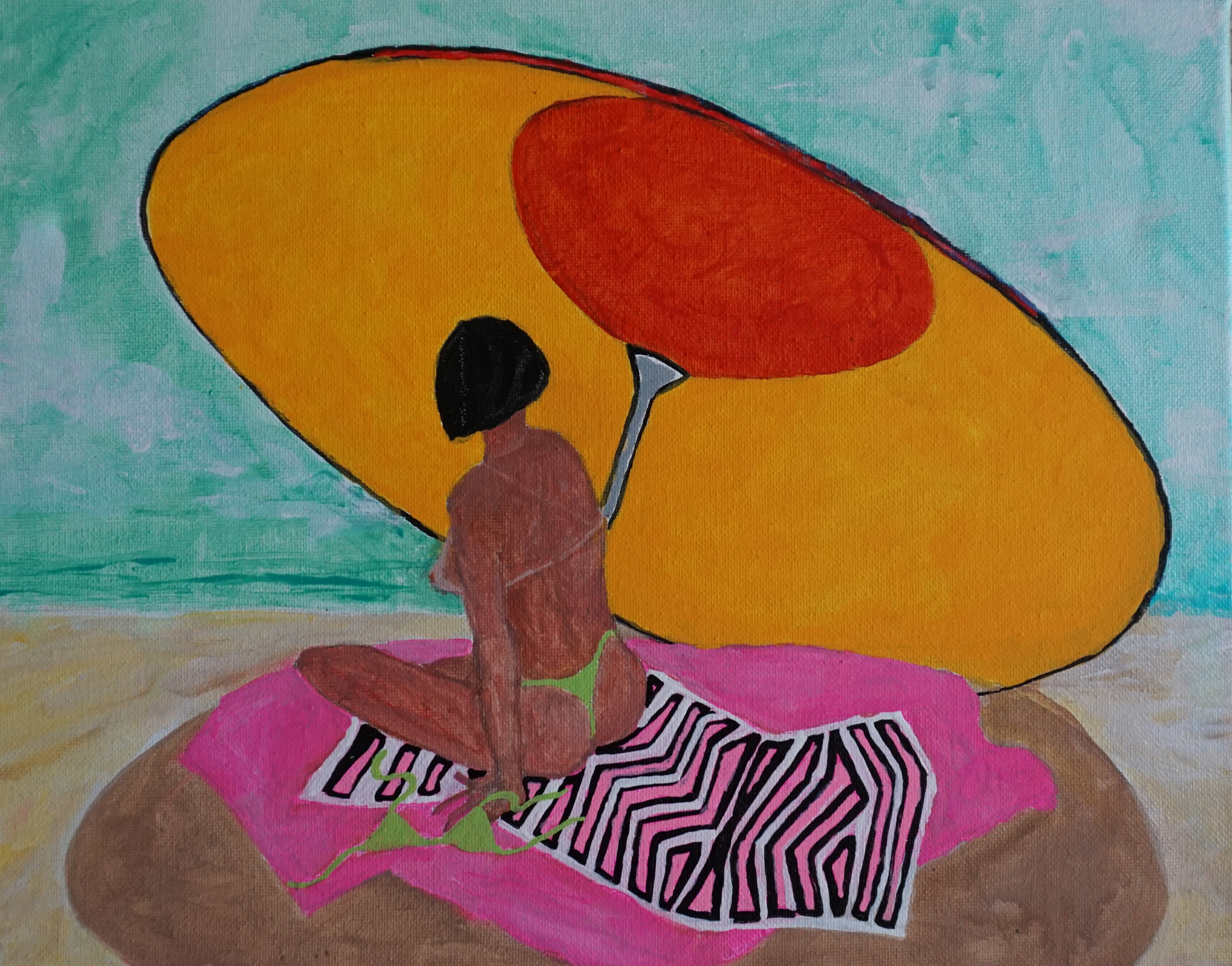 "Bajo el Sol Antillano" KEVO 2023 Painting- 14in x 11in-Acrylic paint-Stretched canvas