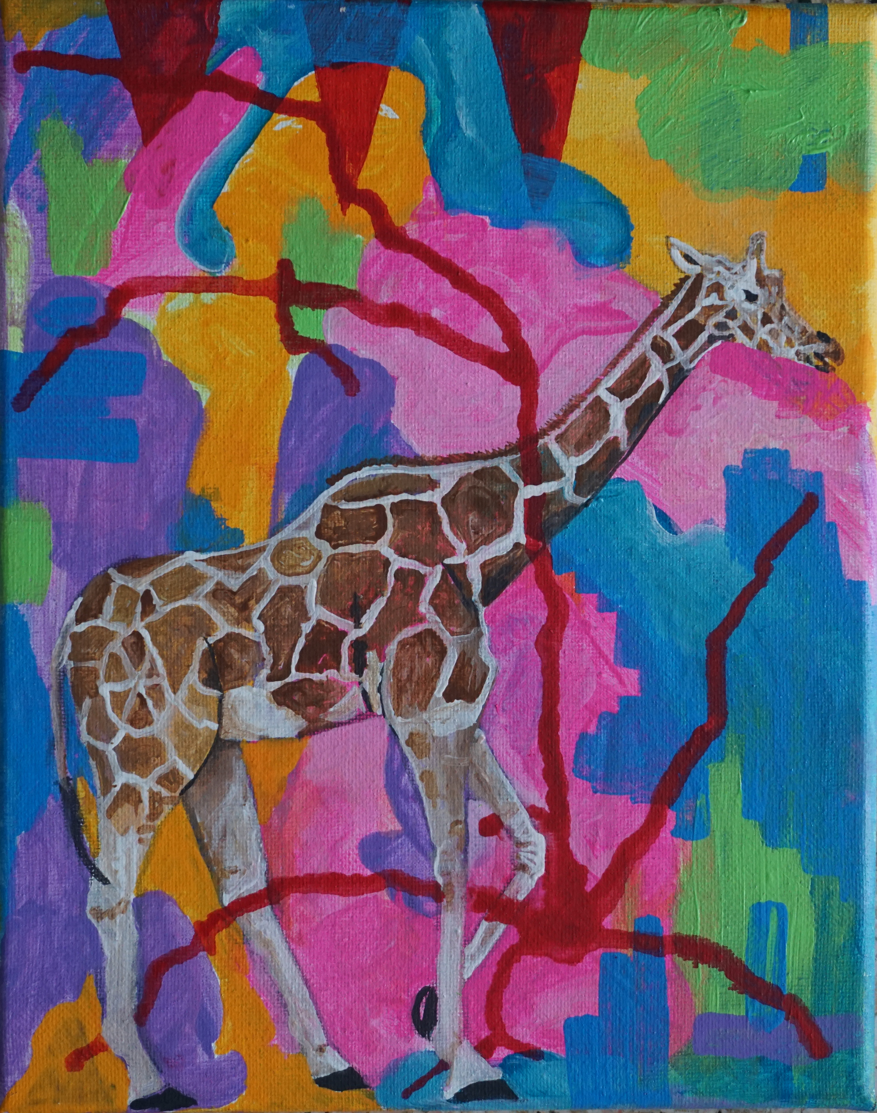 "La Girafa" KEVO 2024 8in x 10in - Painting-Acrylic paint-Stretched canvas-Perseverance Imperceptible series