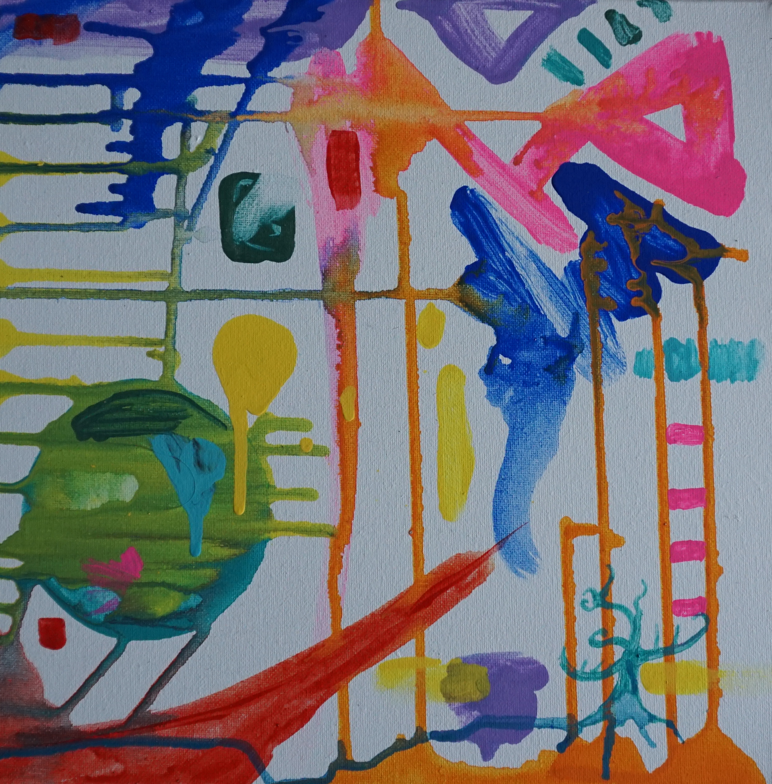 "Abstract Semiotic Expression" 2023 Kevo 11 3/4in x 11 3/4in Acrylic paint/Stretched canvas-Semiotic-Expressionism 