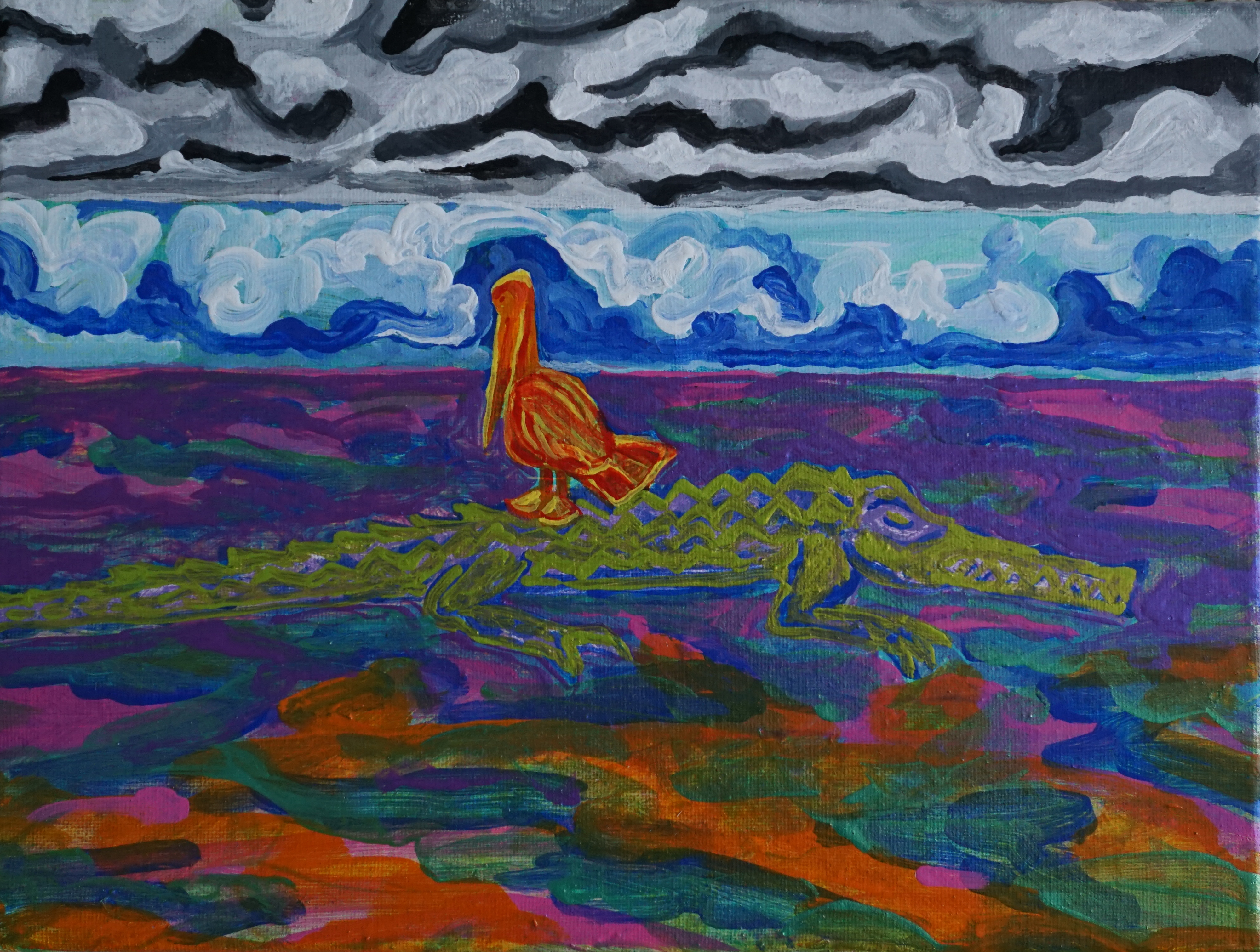 "Perseverance Imperceptible" 2023 Kevo 12in x 9in Acrylic paint/ Stretched canvas- Figurative- Surreal-Expresionist