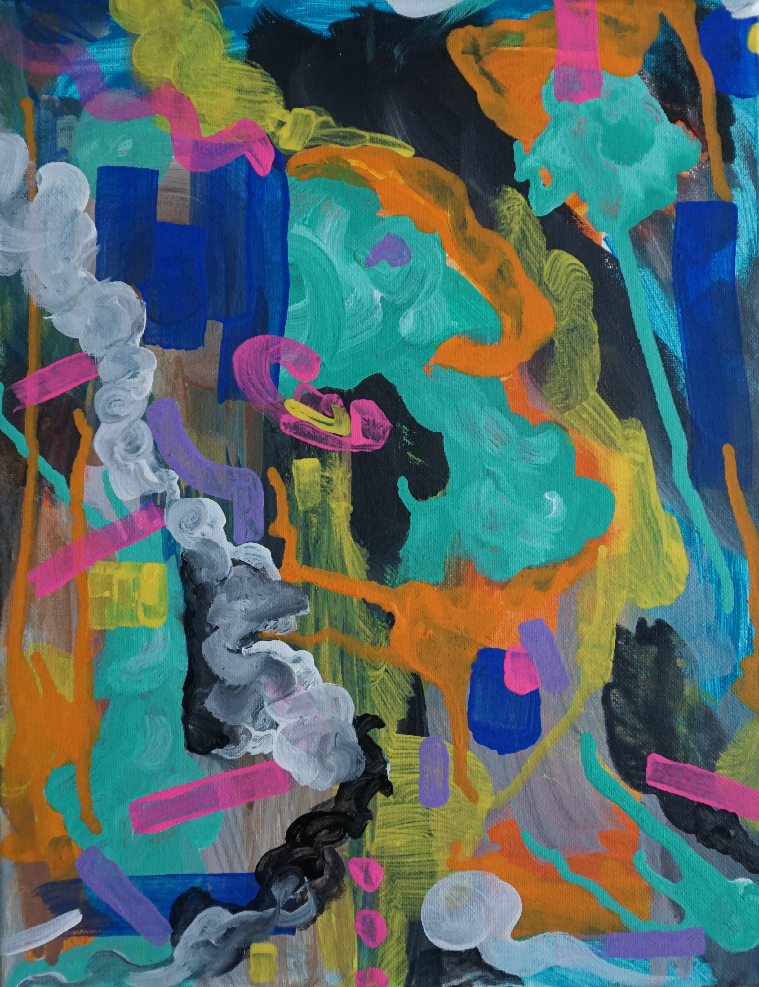 "Divino Ancestral" 2023 Kevo 11in x 14in Acrylic paint/Stretched canvas- Abstract Expressionist 