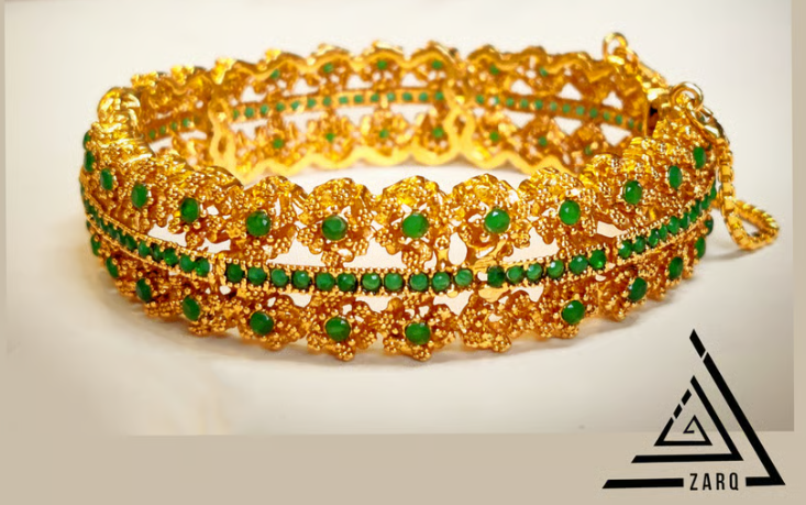 Gold Plated Emerald Kara