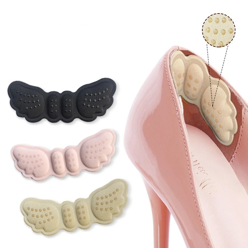 1 pair of Butterfly Insole Pair Heel Liner Grips Protector Anti Keep Abreast Heel Pads Foot Care Insert Cushion