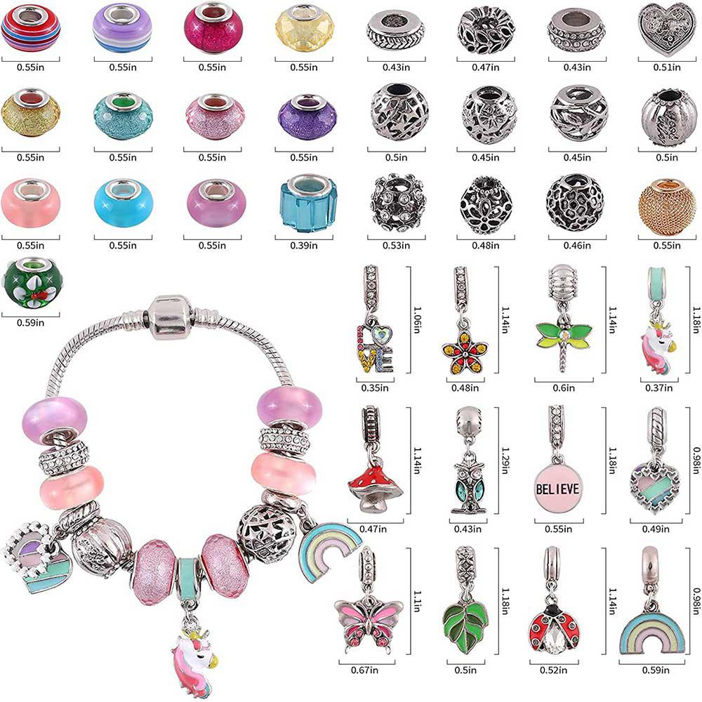 Charm Bracelet with Beads and Pendants