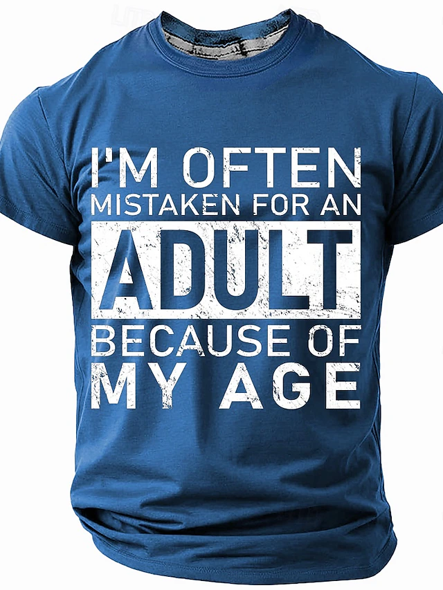 Men's Act My Age T Shirt Short Sleeve T shirt 3D Print Crew Neck Shirt Fashion Daily Street Daily Blue Summer Spring Clothing Apparel