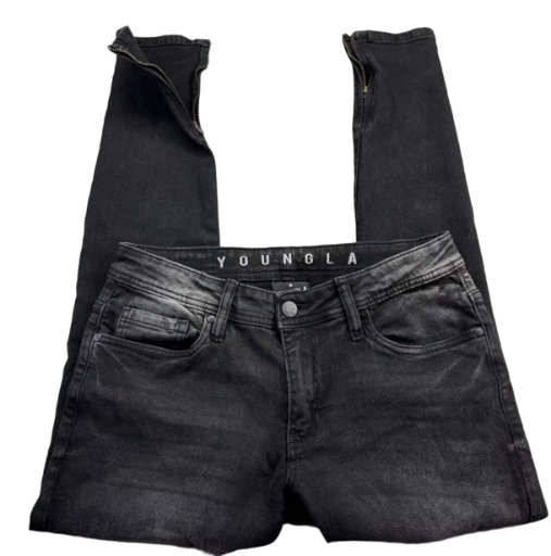  Youngla Men's Denim slim fit, faded black with distressed ankle stretch