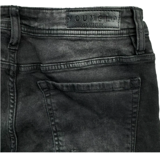  Youngla Men's Denim slim fit, faded black with distressed ankle stretch