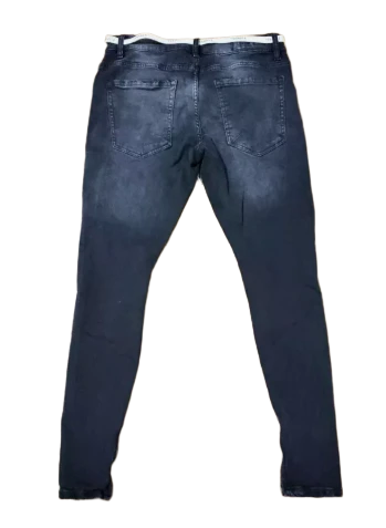 Youngla Skinny Ripped Denim for Men with distressed ankle zip, logo belt.