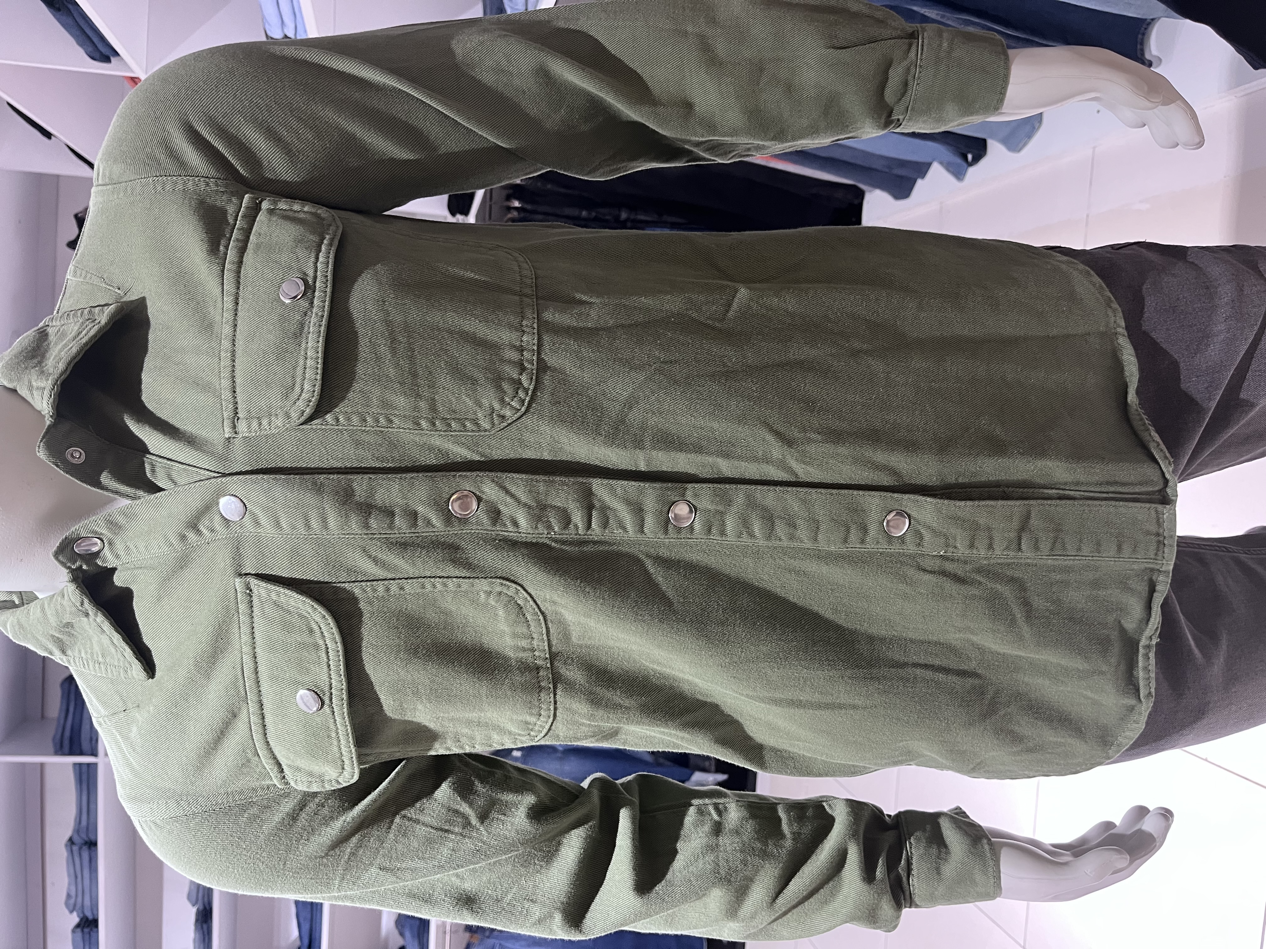 Men's Denim Shirt. Colour:  Army Green