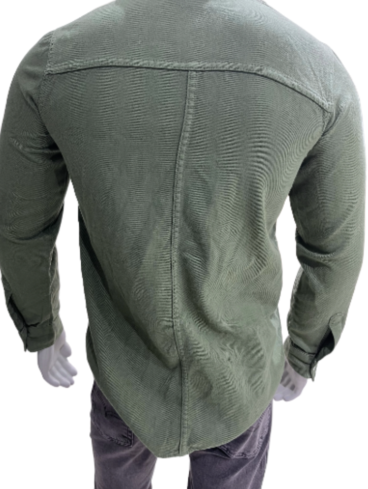 Men's Denim Shirt. Colour:  Army Green