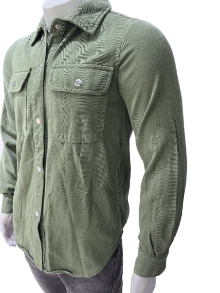 Men's Denim Shirt. Colour:  Army Green