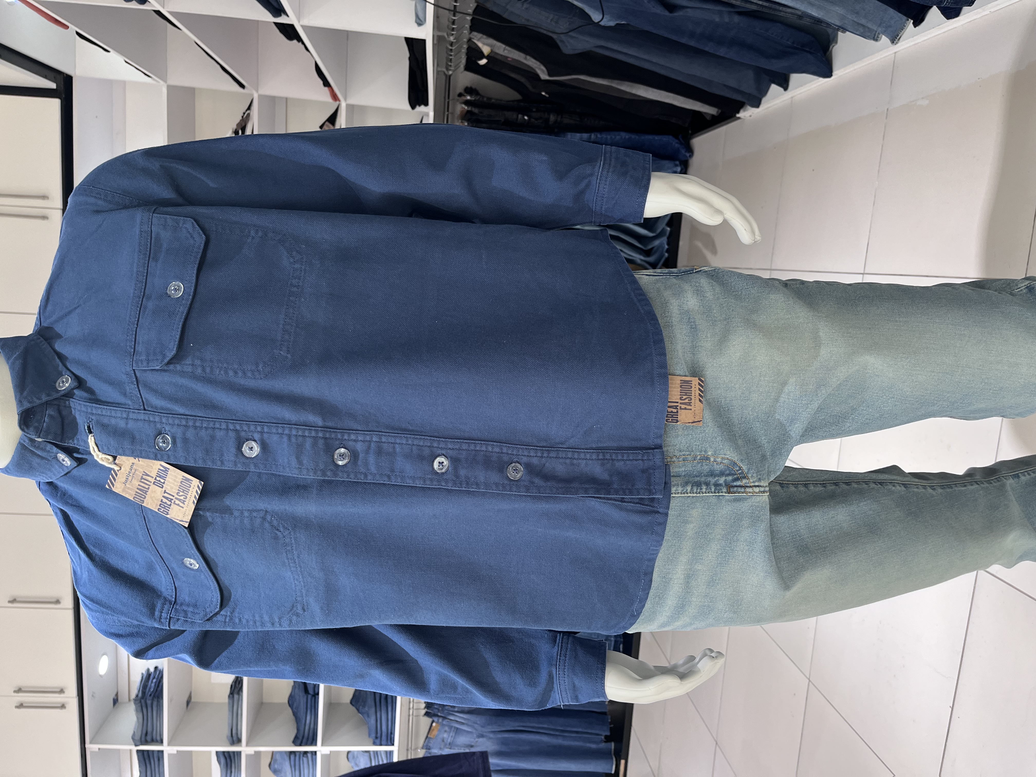 Men's Denim Shirt:  Turquoise Blue