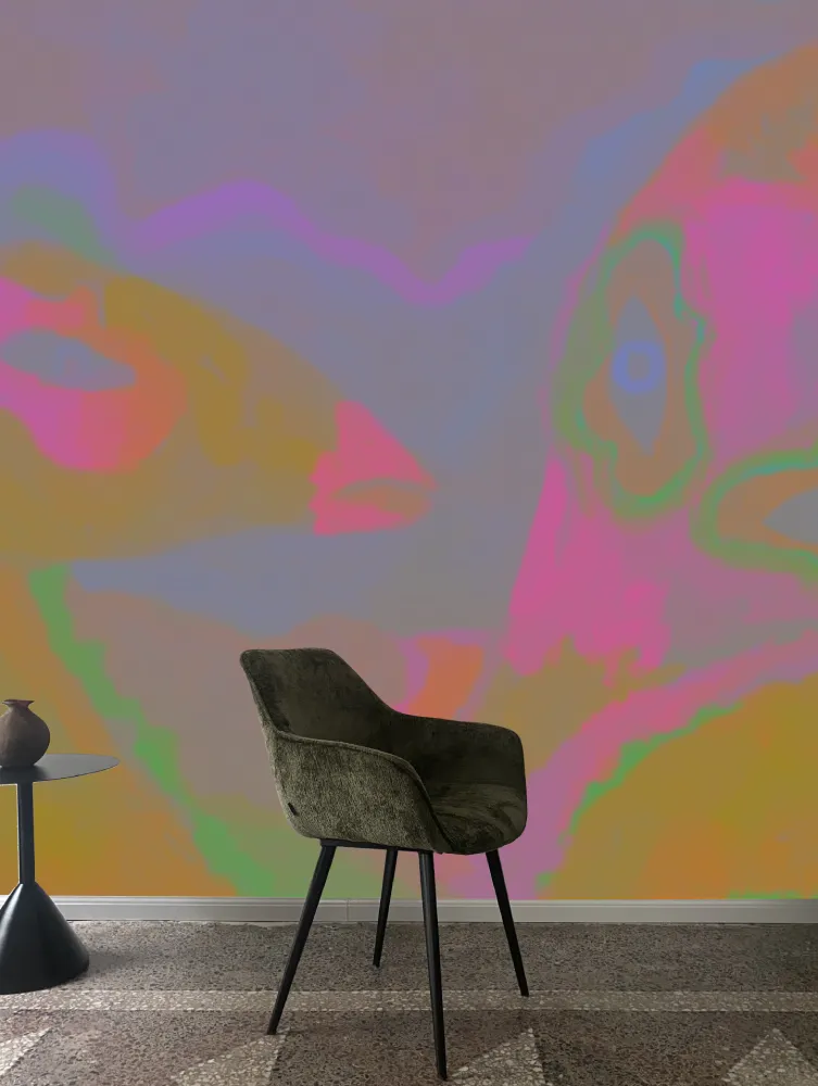 Colorado Modern Mural Wallpaper—Screen Printed Animal Design on Grey or Silver Background for Accent Walls