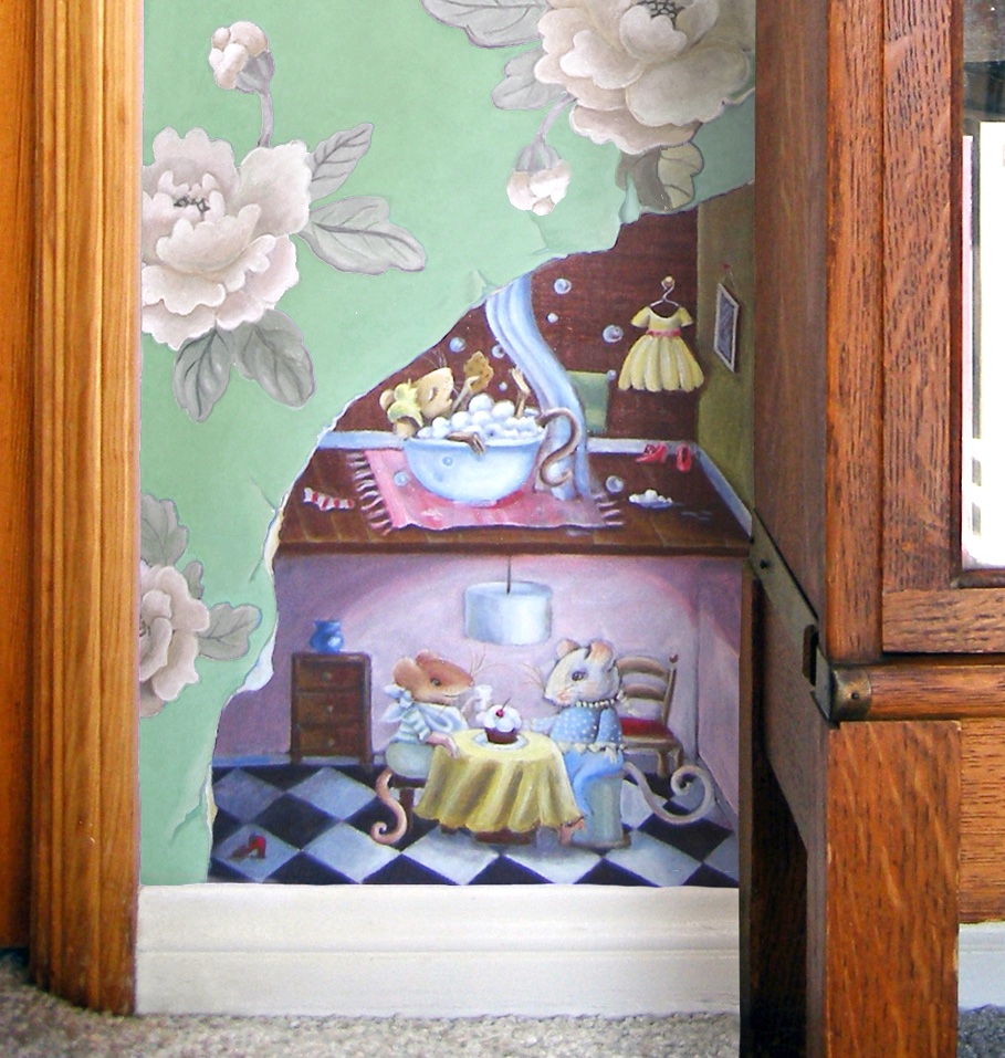 Mini Mural Wallpapers—Mouse in the House Wallpaper Friends for Children