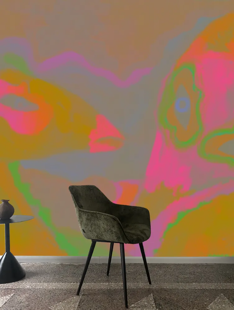 Colorado Modern Mural Wallpaper—Screen Printed Animal Design on Grey or Silver Background for Accent Walls