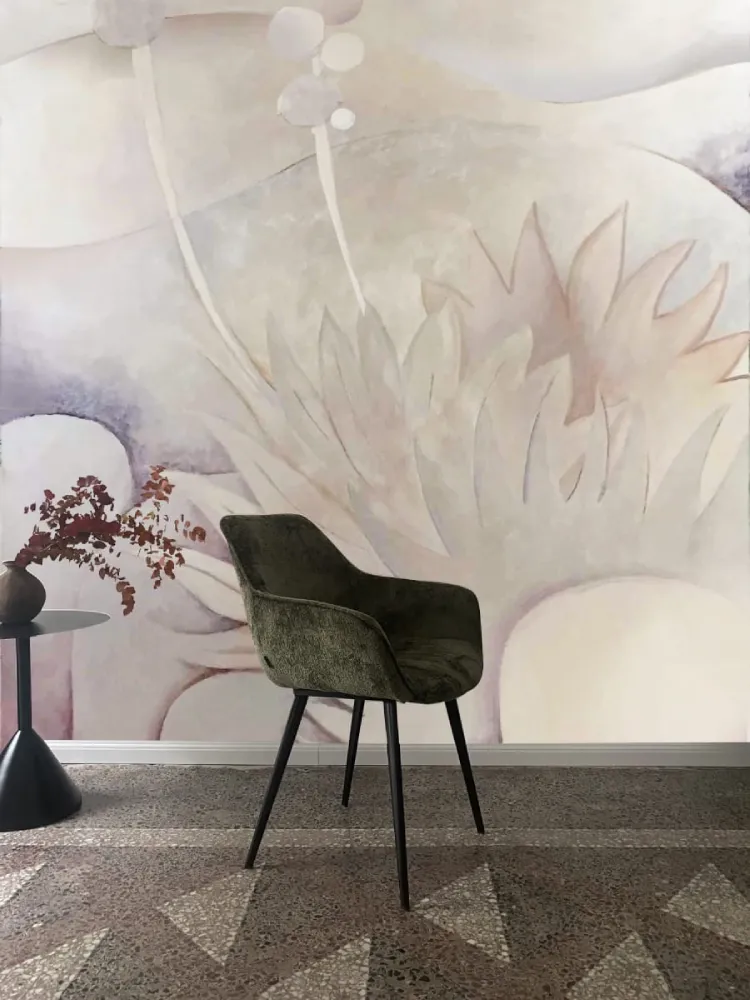 Luna Mexicana—Hand Painted Silver Wallpapers