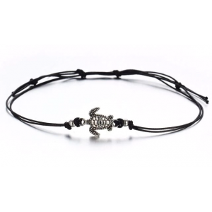 Bracelet noir avec une tortue