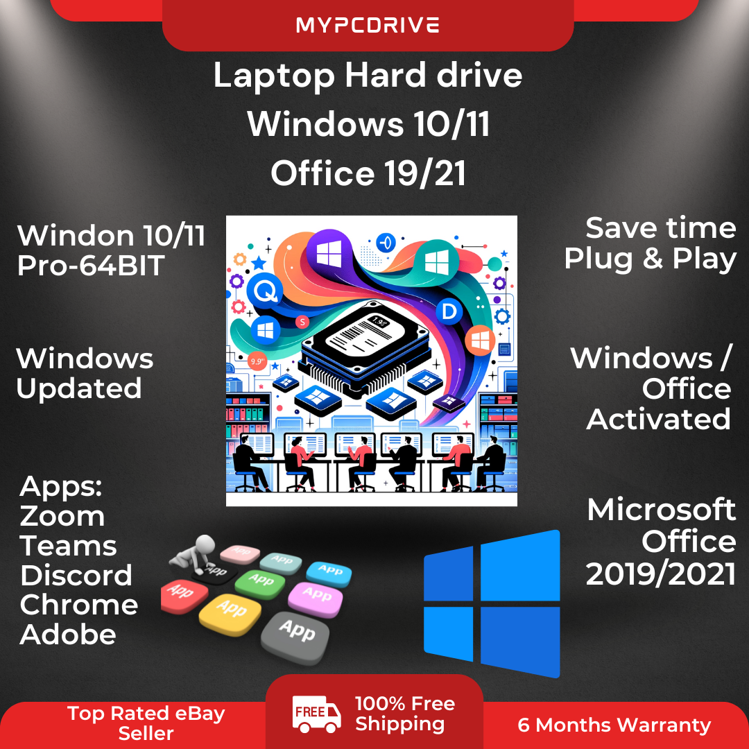 Laptop Hard Drive preloaded with Windows Office Apps