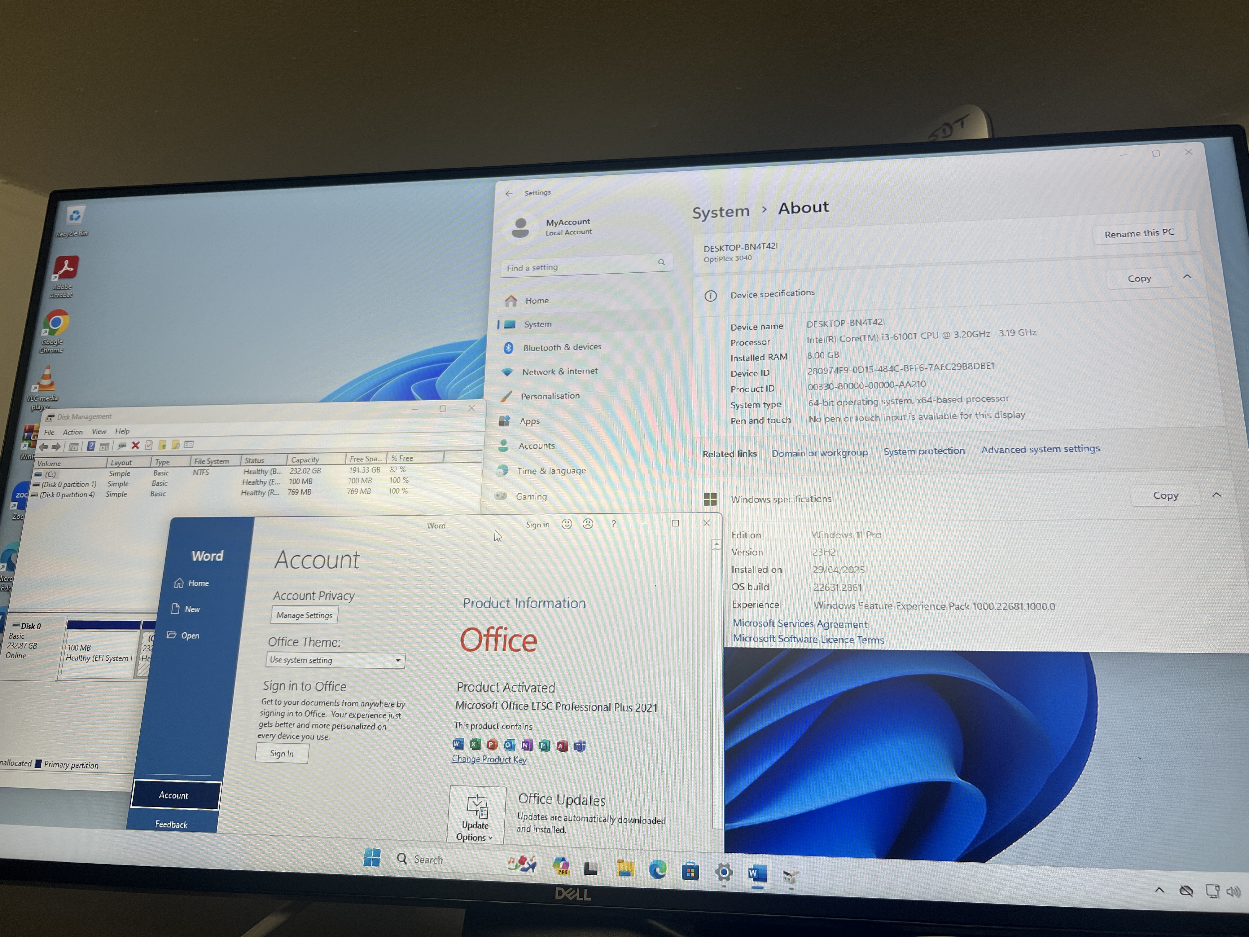 Dell OptiPlex 3040M i3-6100T 8GB RAM 128GB SSD Win11Pro + Office 2021 – Mini PC