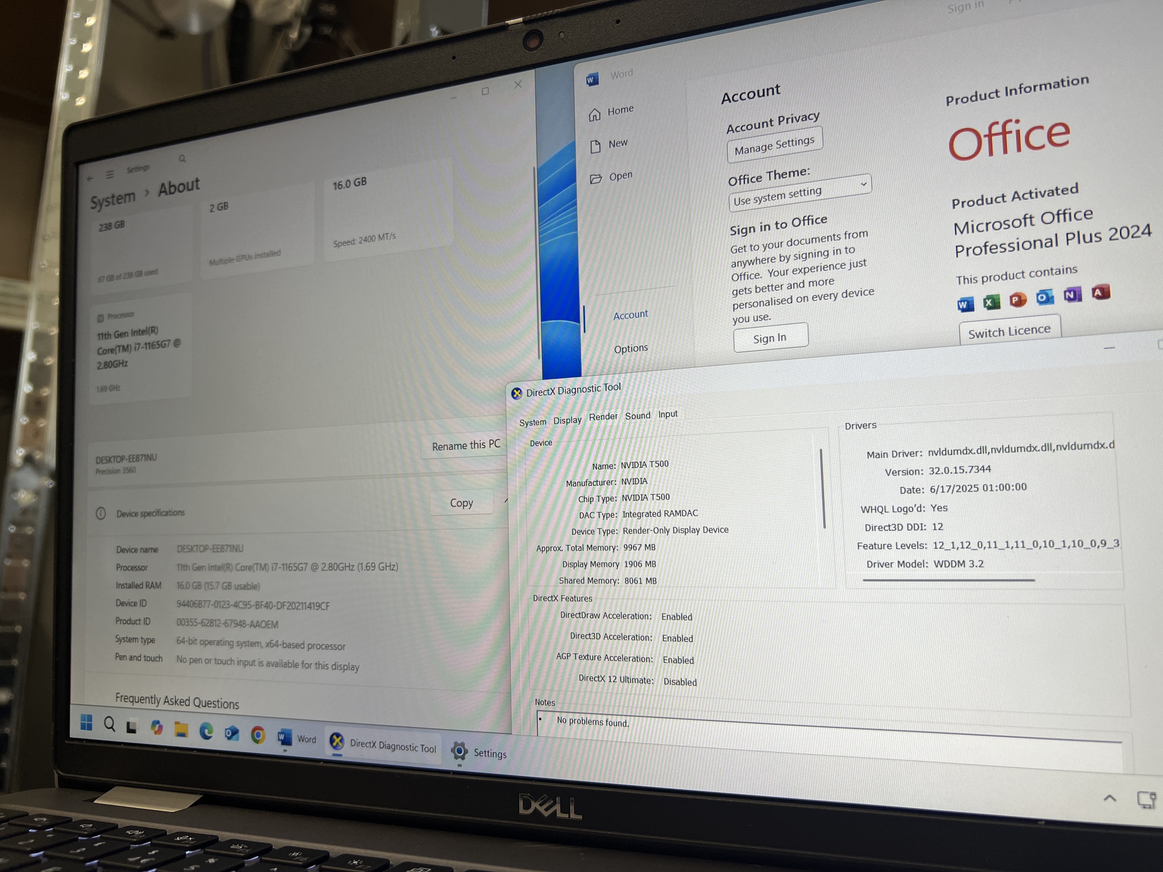 Dell Precision 3560 | i7 11th Gen | 16 GB RAM | 256 GB SSD | NVIDIA T500