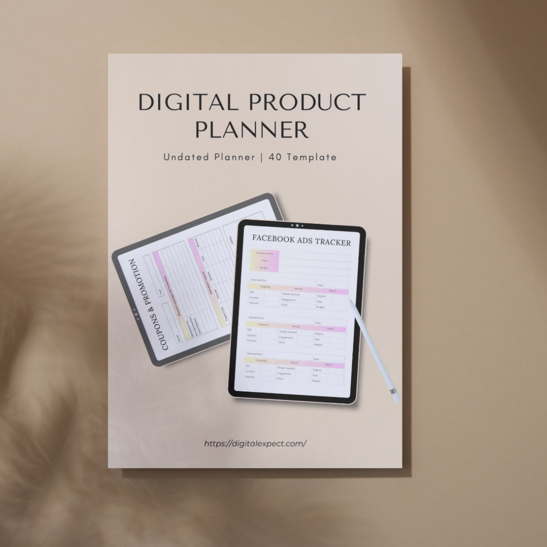 Digital Product Planner – 40 Printable Templates | Fully Customizable 