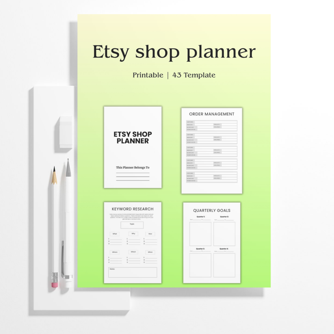 Etsy Shop Planner – 43 Printable Canva Templates | Fully Customizable