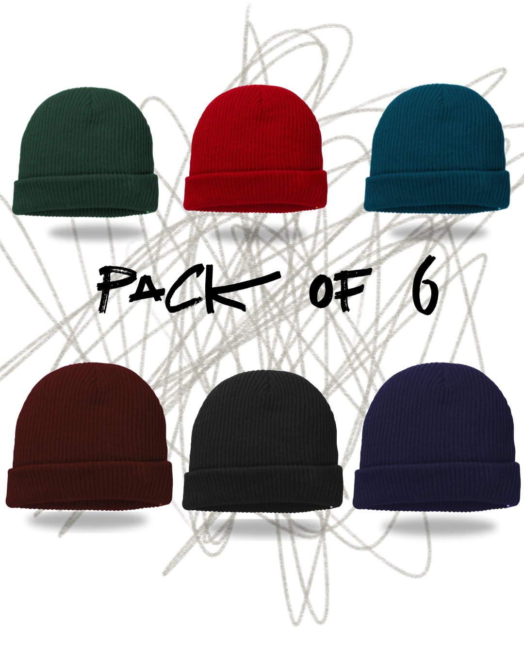 FOLDED BEANIE (Pack of 6)