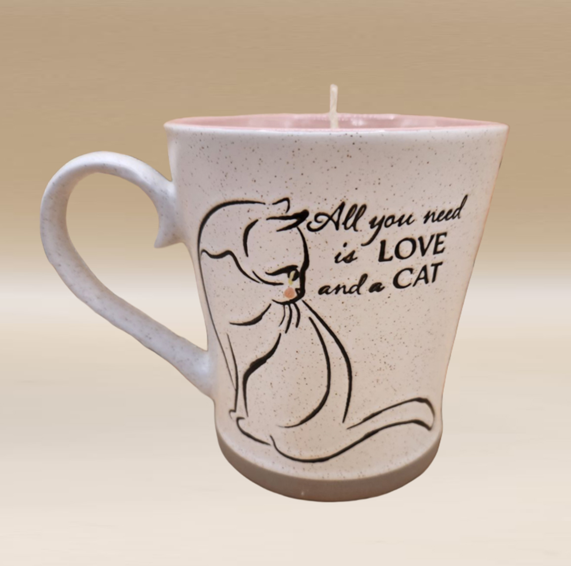 Cat-Themed Mug Candle