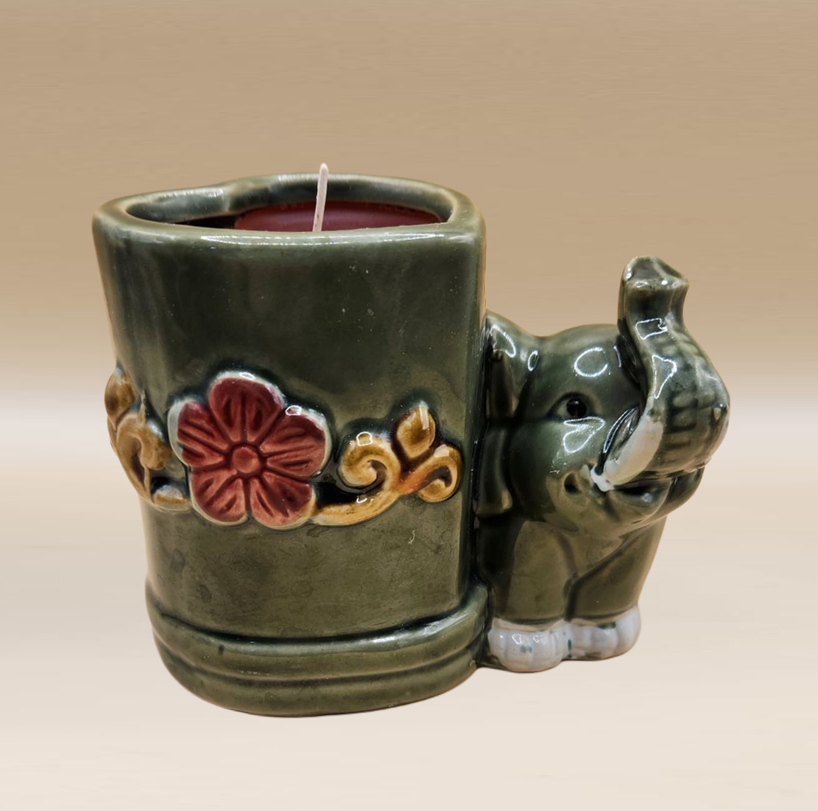 Ceramic Elephant Candle