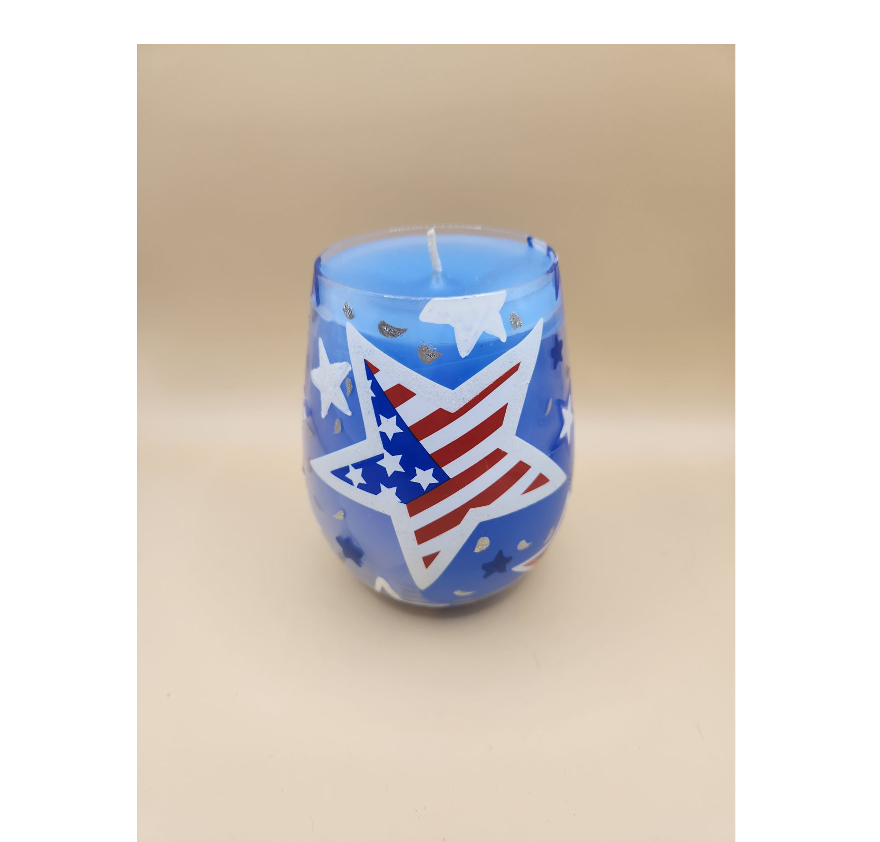 Patriotic Star Glass Candle