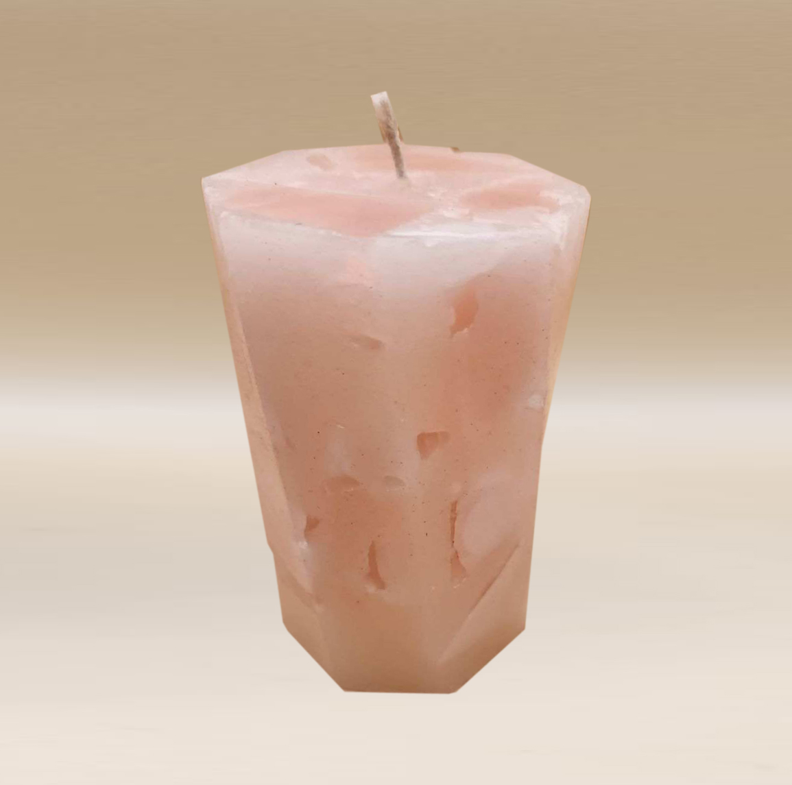 Geometric Pink Chunk Candle