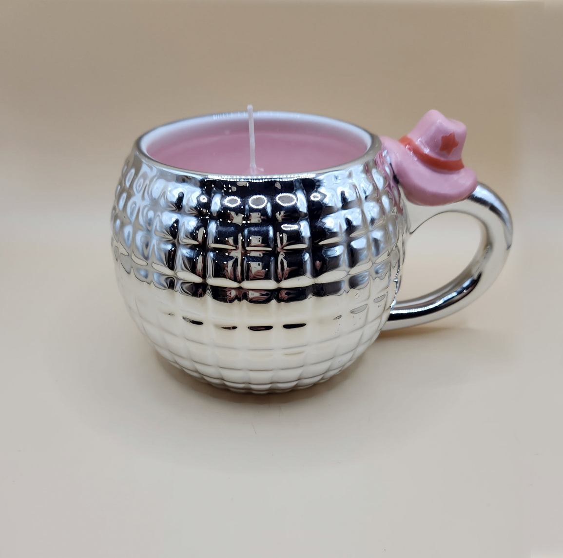 Silver Textured Mug Candle