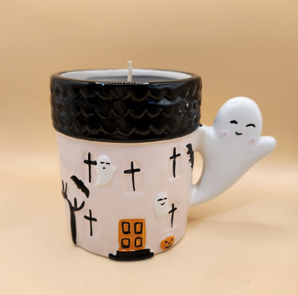 Halloween Ghost Ceramic Mug Candle