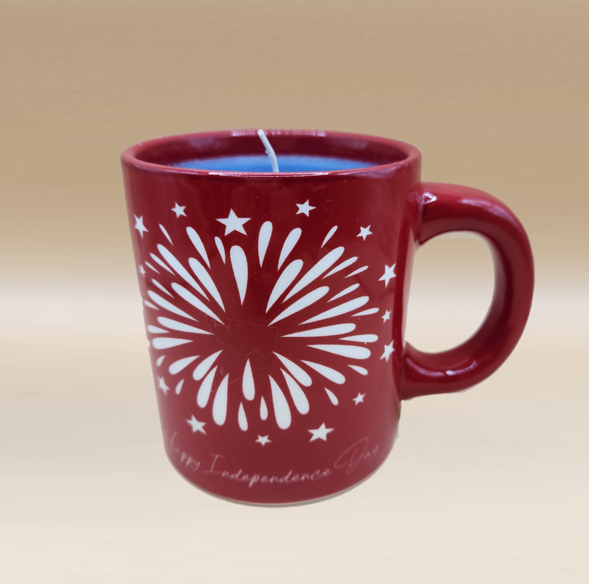 Red Fireworks Mug Candle
