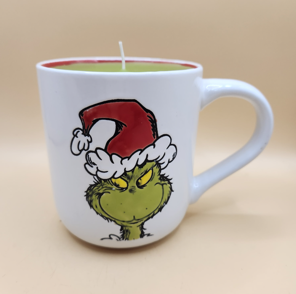 Grinch Christmas Mug Candle