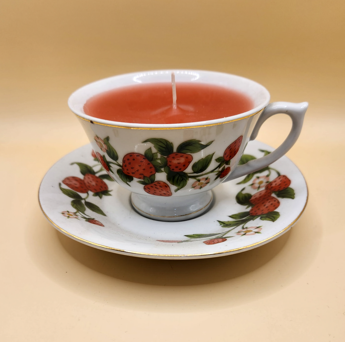 Strawberry Teacup Candle