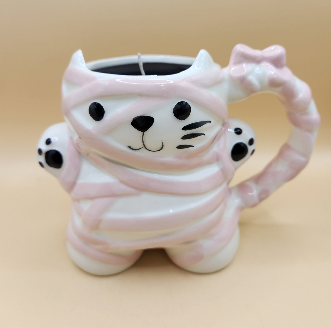 Cat Mummy Ceramic Candle