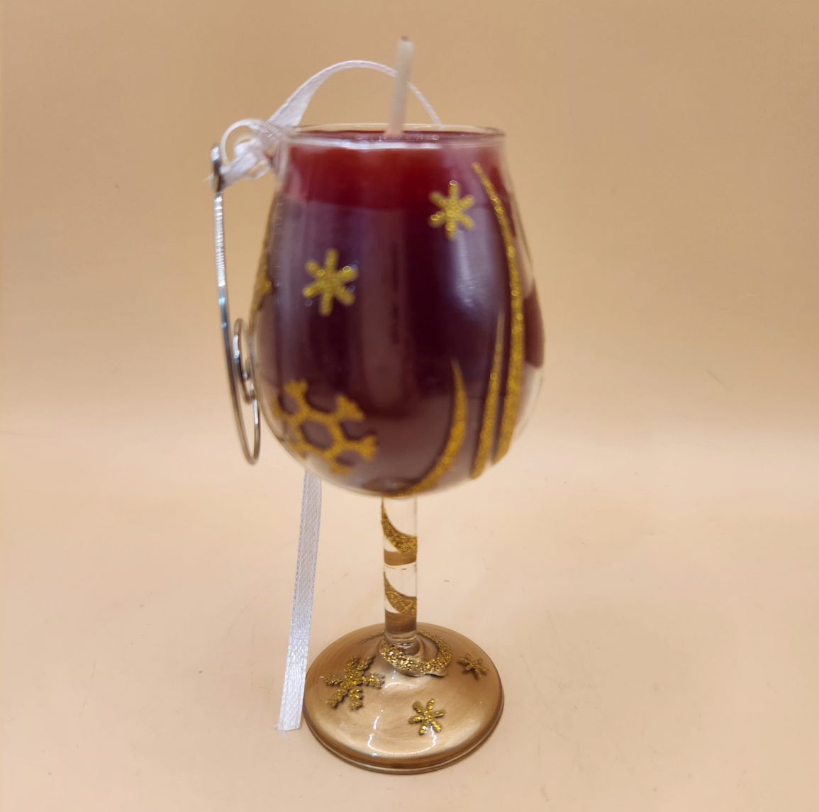 Decorative Wine Glass Candle (Christmas ornament)