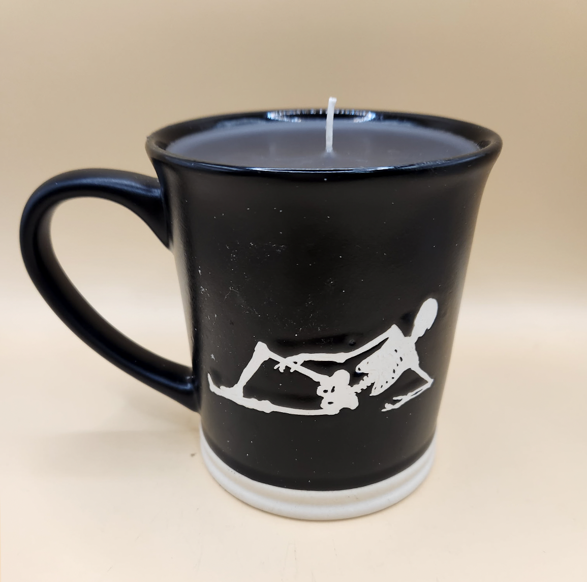 Skeleton Print Black Candle Mug