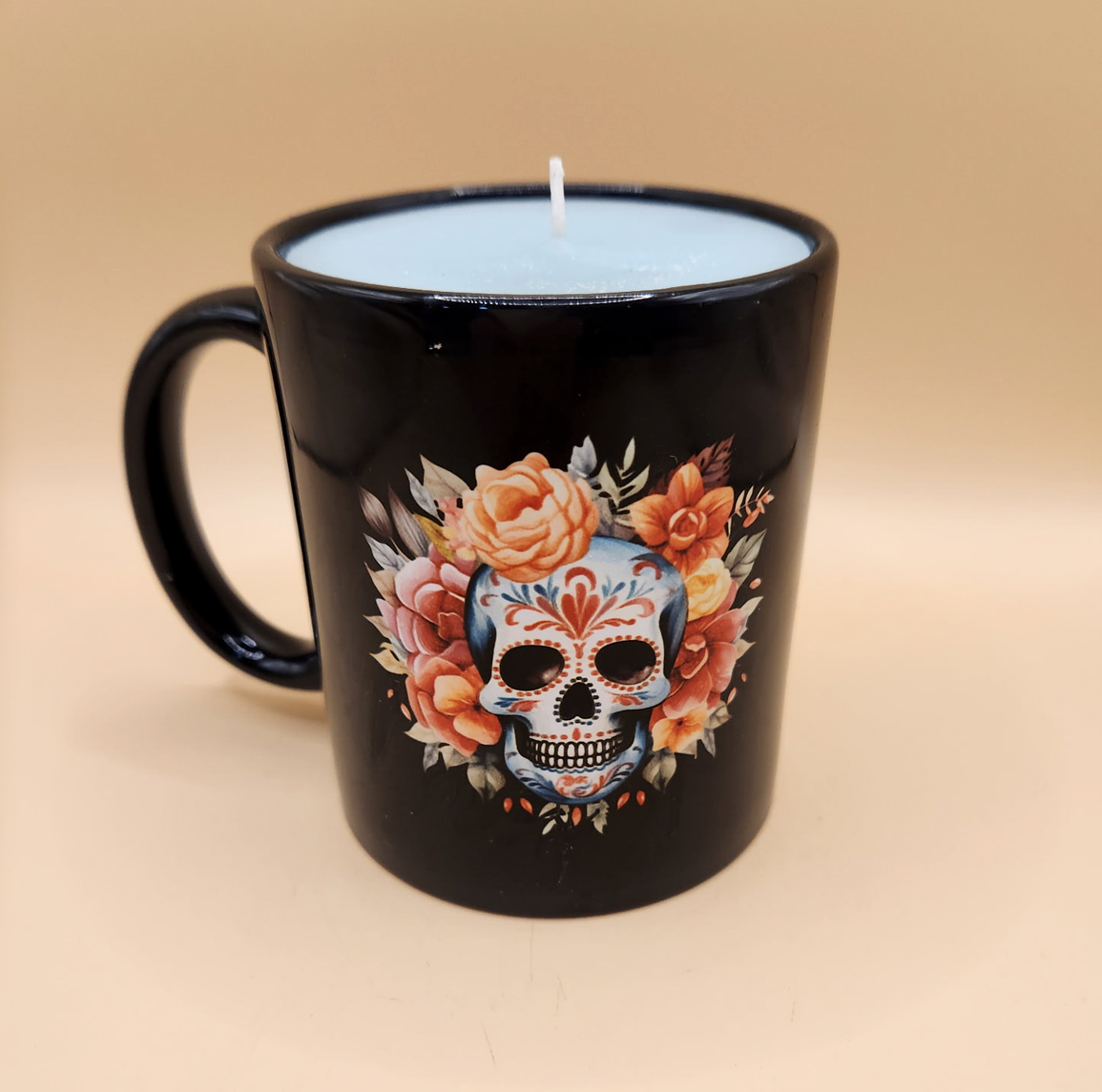 Sugar Skull Floral Mug Candle