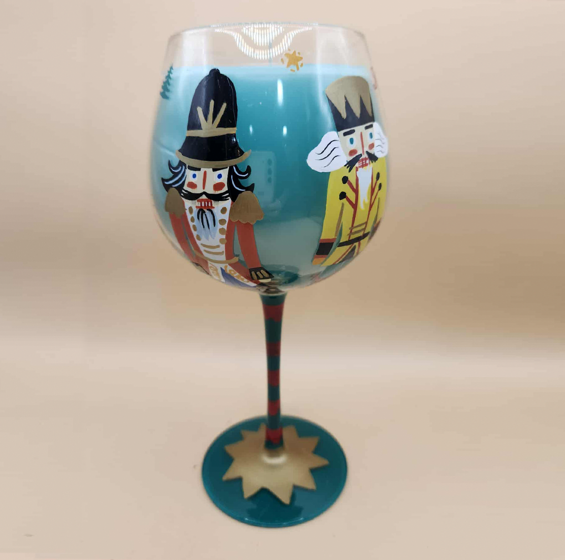 Nutcracker-themed wine glass