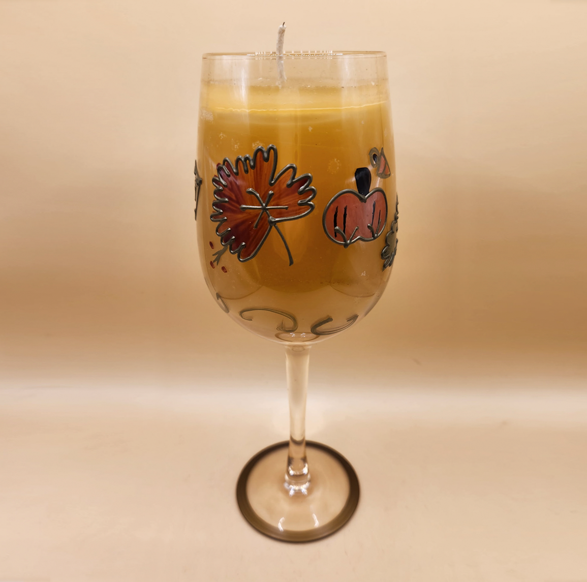 Hand-Painted Wine Glass Candle