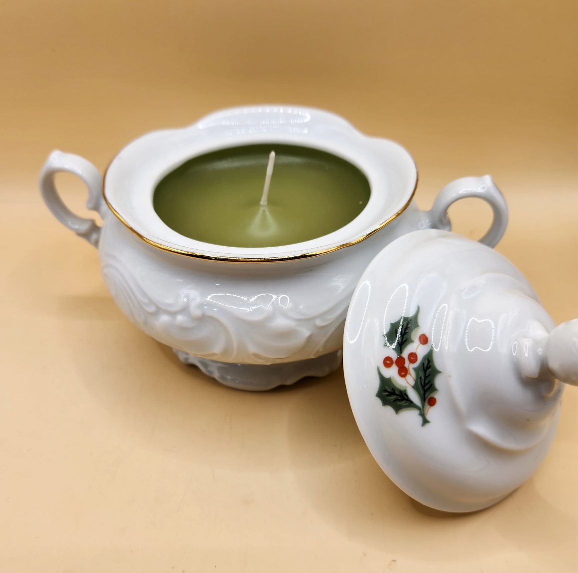 Vintage Holiday Porcelain Candle