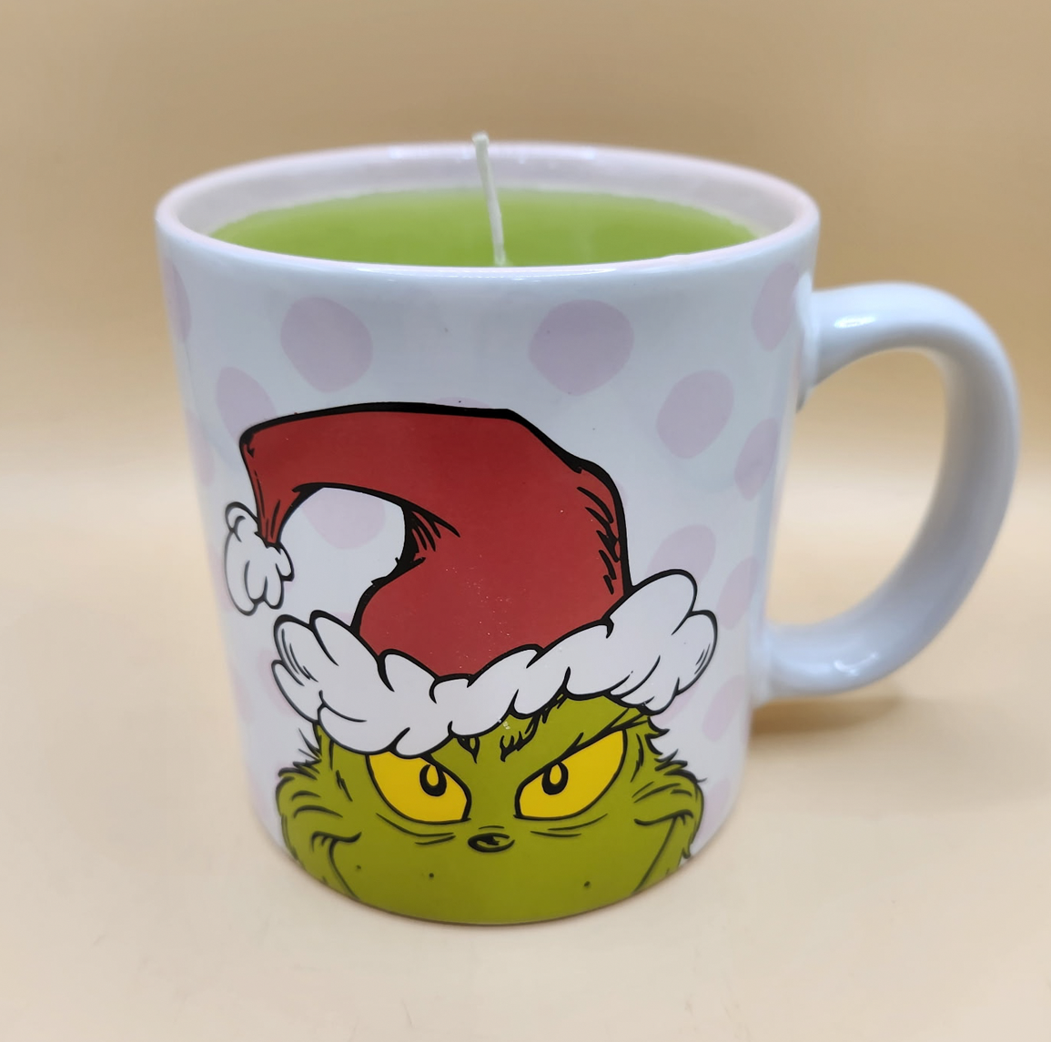Grinch Christmas Mug Candle
